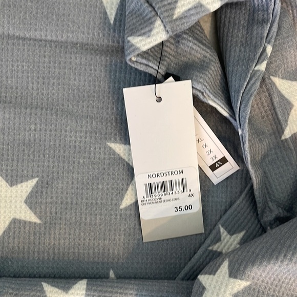 Heather Gray n White Stars Thermal Top - Picture 4 of 5